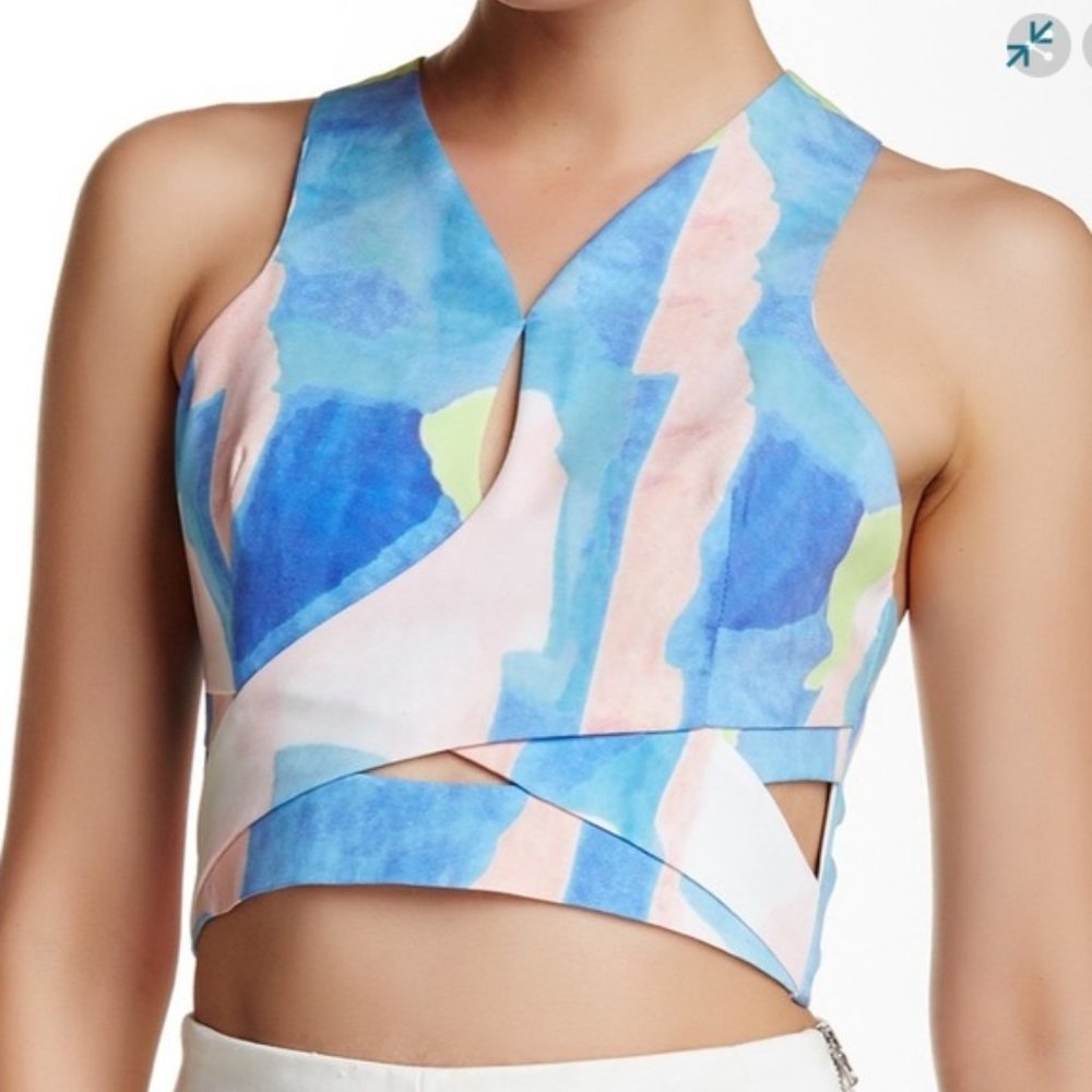 Tea & Cup Multi Color Modern Swish Crop Top